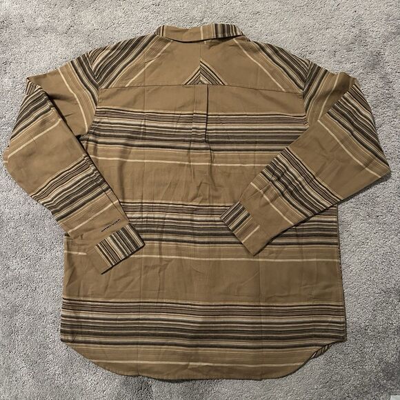 Columbia Flare Gun Stretch Flannel XL Button Up Stripe Long Sleeve Shirt Brown - Picture 8 of 9